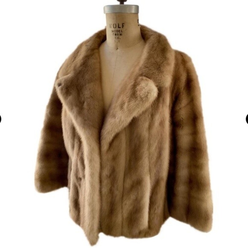 VTG Revillon Blond Mink Jacket Sincerely Jenny Gidding 50s 60s SZ L Red Carpet